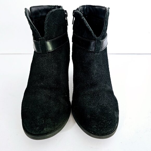 Crown Vintage Black Ankle Boots 8.5M Leather Block Heel‎ Womens Liberty《974》B - Picture 2 of 9
